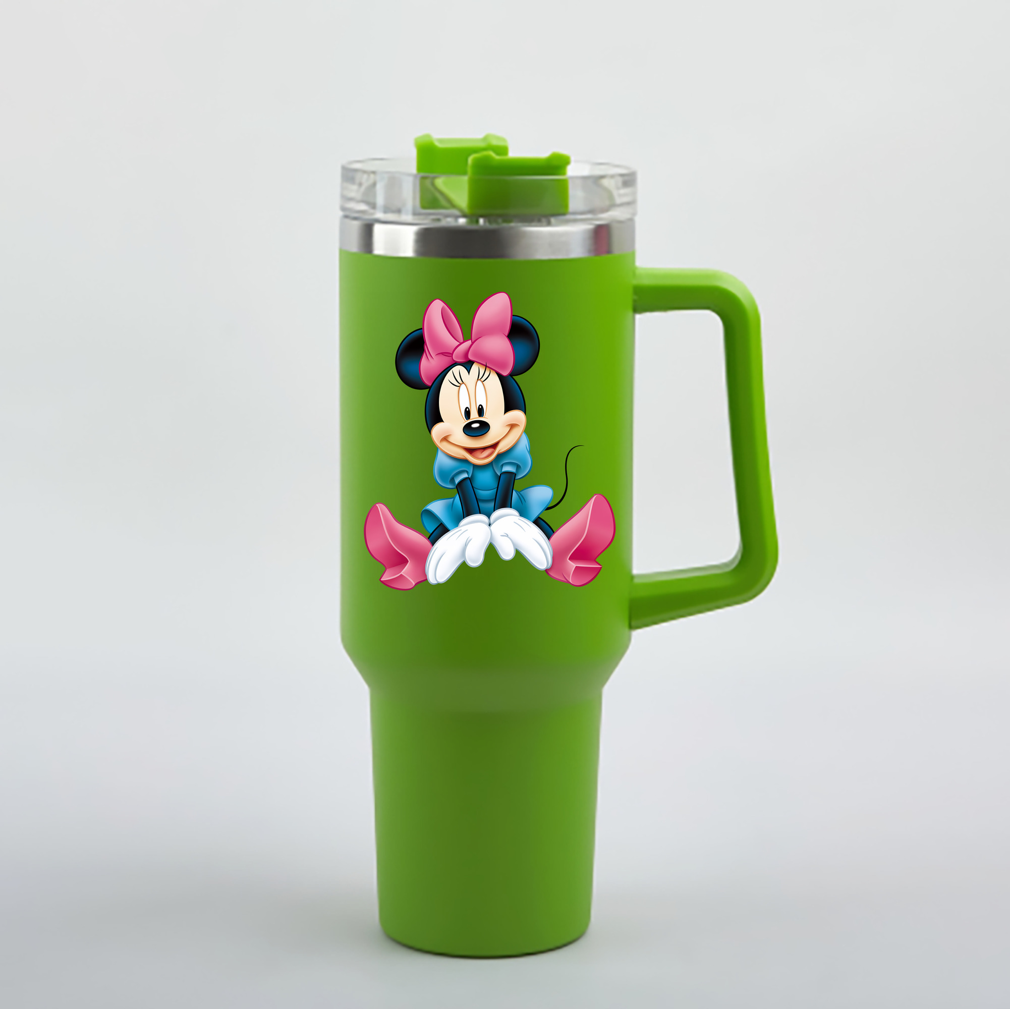 （画像用） ミッキーマウス Mickey Mouse 1200mL車用タンブラー - クリスタルステッカー（プラスチックストロー付き）
